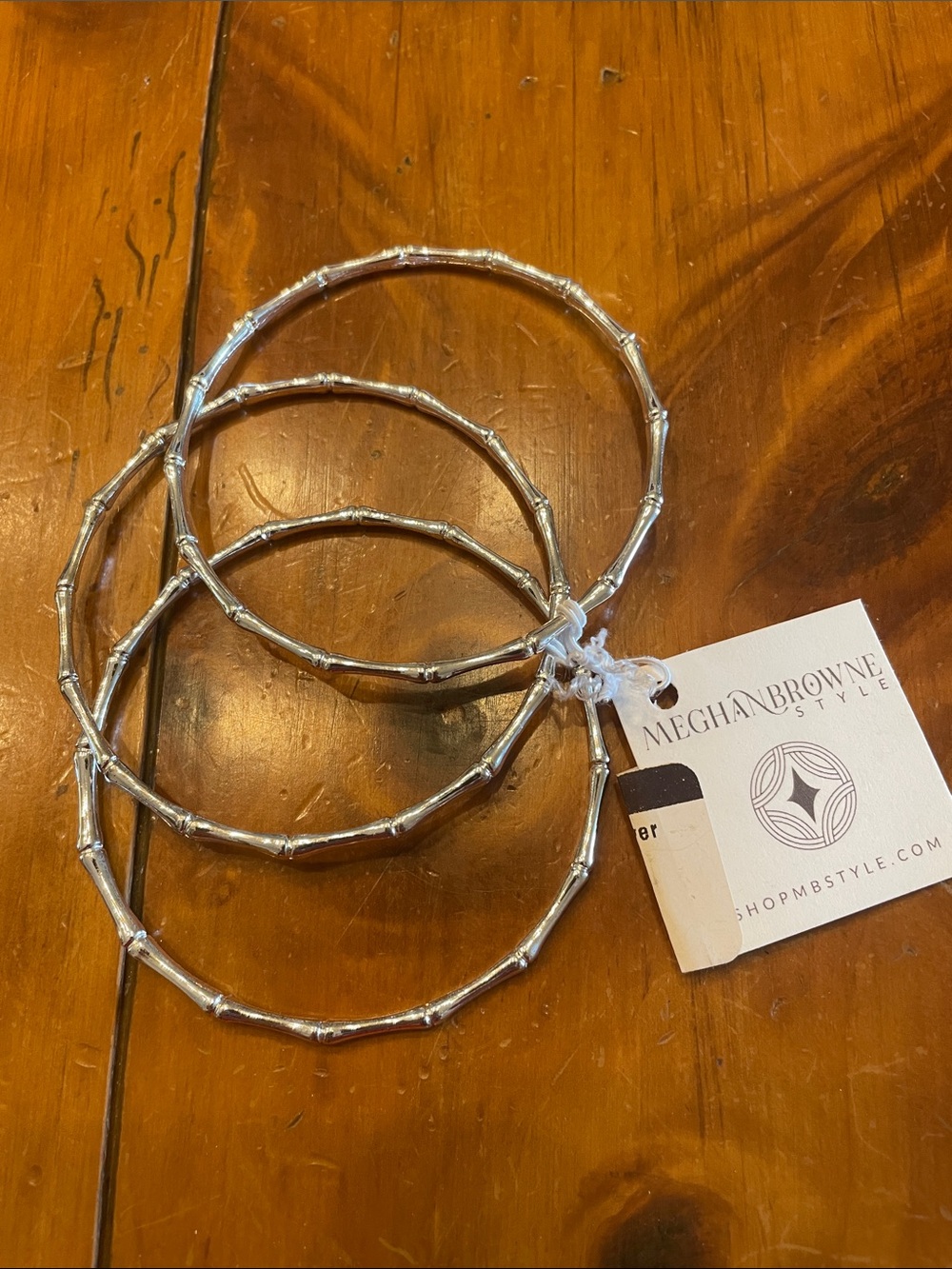 Silver Bamboo Bangle Bracelet Set